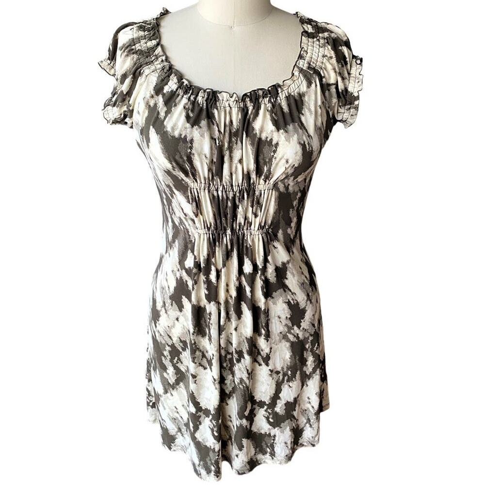 MICHAEL KORS Brown & White Tie Dye On/Off The Shoulders Dress ~ Women's MEDIUM P